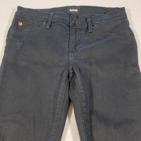 Hudson Jeans Ankle Krista Super Skinny Black Distressed Frayed Hem Women Size 25 - Picture 1 of 11